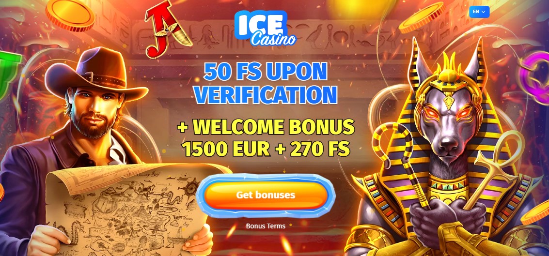 Ice Casino account showing 50 Book of Fallen spins credited without a code